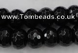 CAG5066 15.5 inches 10*13mm faceted rondelle black agate beads