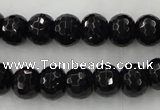 CAG5068 15.5 inches 8*10mm faceted rondelle black agate beads