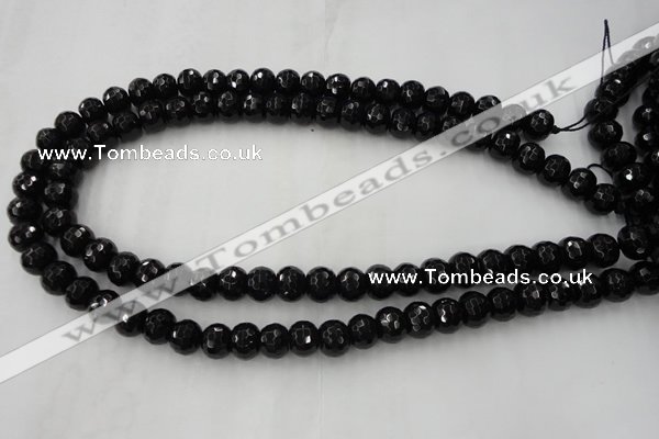 CAG5068 15.5 inches 8*10mm faceted rondelle black agate beads