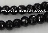 CAG5069 15.5 inches 7*11mm faceted rondelle black agate beads