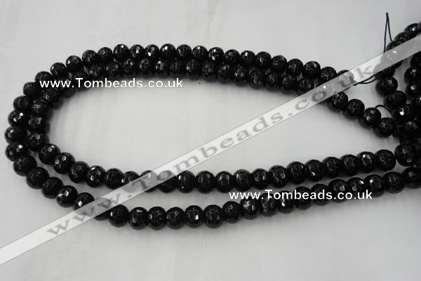 CAG5069 15.5 inches 7*11mm faceted rondelle black agate beads