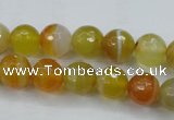 CAG5102 15.5 inches 8mm faceted round line agate beads wholesale