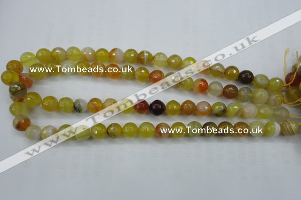 CAG5102 15.5 inches 8mm faceted round line agate beads wholesale