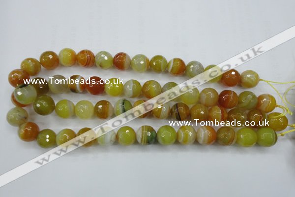 CAG5104 15.5 inches 12mm faceted round line agate beads wholesale