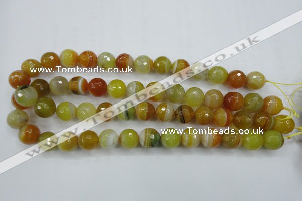 CAG5105 15.5 inches 14mm faceted round line agate beads wholesale