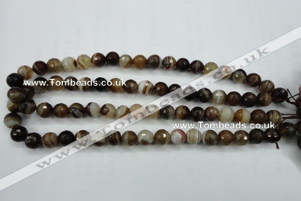 CAG5107 15.5 inches 8mm faceted round line agate beads wholesale