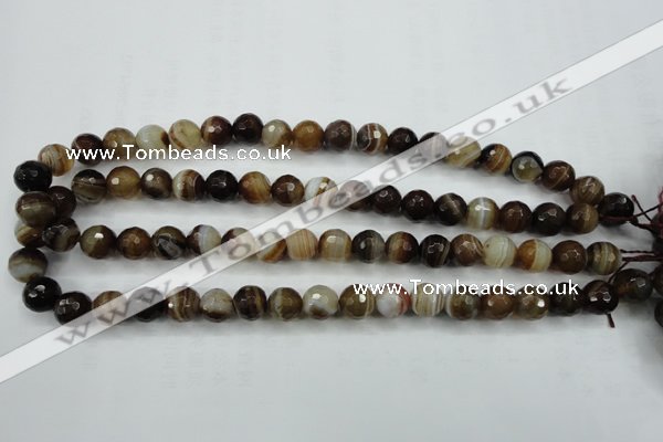 CAG5108 15.5 inches 10mm faceted round line agate beads wholesale