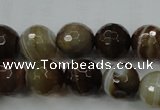 CAG5109 15.5 inches 12mm faceted round line agate beads wholesale