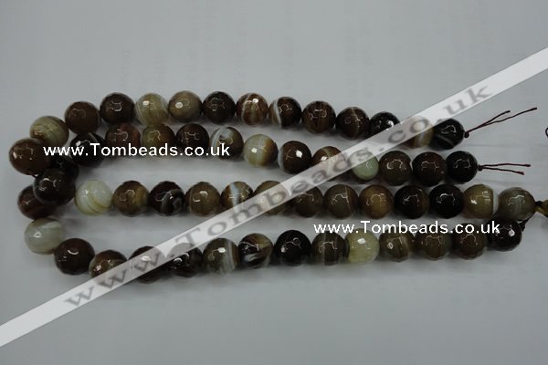 CAG5109 15.5 inches 12mm faceted round line agate beads wholesale