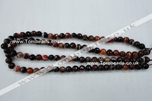 CAG5112 15.5 inches 8mm faceted round line agate beads wholesale