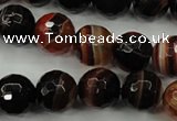 CAG5114 15.5 inches 12mm faceted round line agate beads wholesale