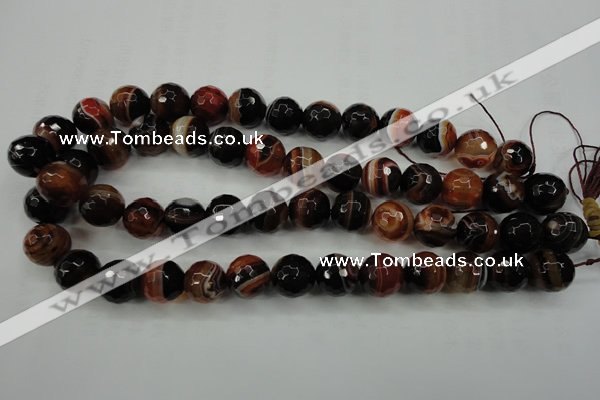 CAG5114 15.5 inches 12mm faceted round line agate beads wholesale