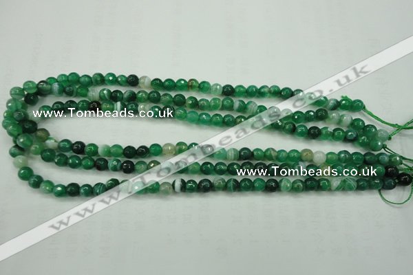 CAG5120 15.5 inches 4mm faceted round line agate beads wholesale
