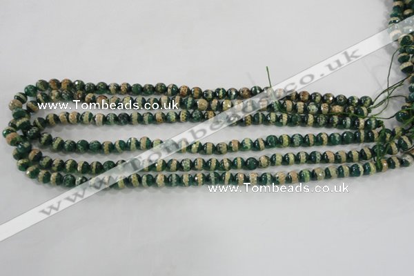 CAG5136 15 inches 6mm faceted round tibetan agate beads wholesale