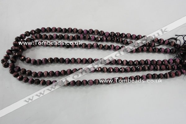 CAG5138 15 inches 6mm faceted round tibetan agate beads wholesale