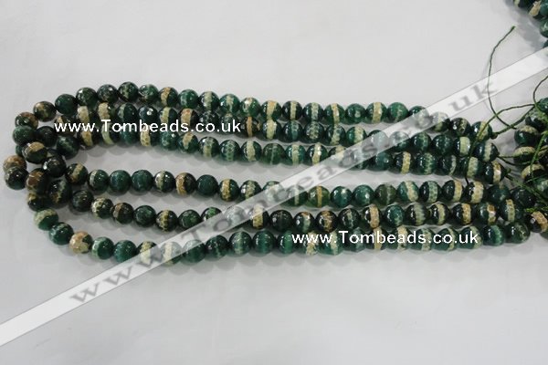 CAG5141 15 inches 8mm faceted round tibetan agate beads wholesale