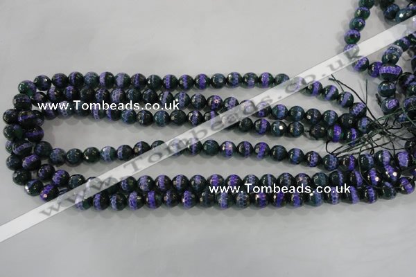 CAG5143 15 inches 8mm faceted round tibetan agate beads wholesale