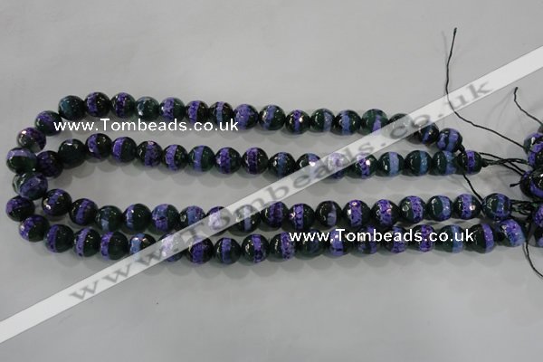 CAG5148 15 inches 10mm faceted round tibetan agate beads wholesale