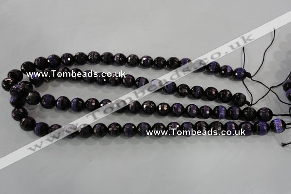 CAG5150 15 inches 10mm faceted round tibetan agate beads wholesale