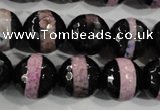 CAG5153 15 inches 12mm faceted round tibetan agate beads wholesale