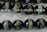 CAG5155 15 inches 12mm faceted round tibetan agate beads wholesale