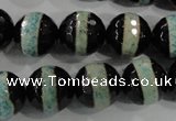 CAG5156 15 inches 12mm faceted round tibetan agate beads wholesale