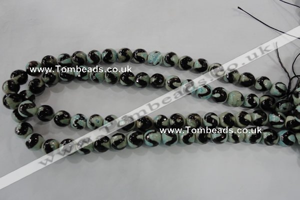 CAG5161 15 inches 10mm faceted round tibetan agate beads wholesale