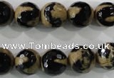 CAG5164 15 inches 12mm faceted round tibetan agate beads wholesale