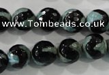 CAG5165 15 inches 12mm faceted round tibetan agate beads wholesale