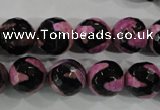 CAG5166 15 inches 12mm faceted round tibetan agate beads wholesale