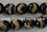 CAG5168 15 inches 14mm faceted round tibetan agate beads wholesale