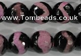 CAG5170 15 inches 14mm faceted round tibetan agate beads wholesale