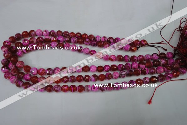 CAG5182 15 inches 8mm faceted round fire crackle agate beads