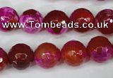 CAG5184 15 inches 12mm faceted round fire crackle agate beads