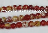 CAG5186 15 inches 6mm faceted round fire crackle agate beads