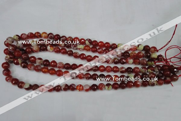 CAG5187 15 inches 8mm faceted round fire crackle agate beads