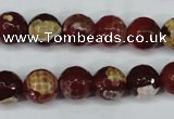 CAG5188 15 inches 10mm faceted round fire crackle agate beads