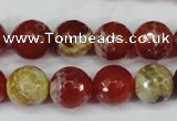 CAG5189 15 inches 12mm faceted round fire crackle agate beads