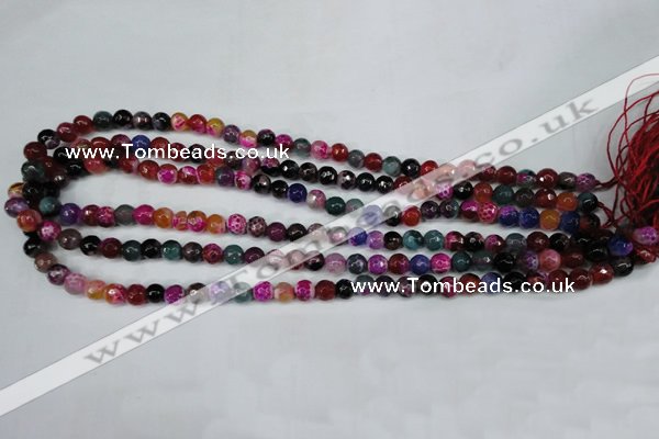 CAG5191 15 inches 6mm faceted round fire crackle agate beads