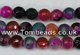 CAG5192 15 inches 8mm faceted round fire crackle agate beads