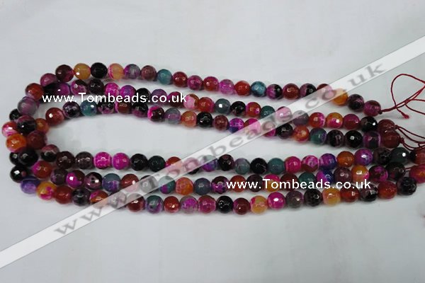 CAG5192 15 inches 8mm faceted round fire crackle agate beads