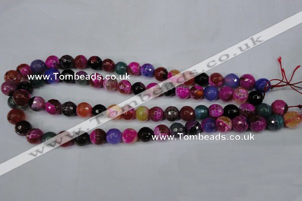 CAG5193 15 inches 10mm faceted round fire crackle agate beads