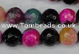 CAG5194 15 inches 12mm faceted round fire crackle agate beads