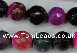 CAG5195 15 inches 14mm faceted round fire crackle agate beads