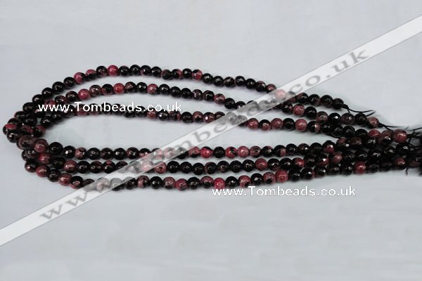 CAG5197 15 inches 6mm faceted round fire crackle agate beads