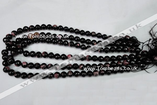 CAG5198 15 inches 8mm faceted round fire crackle agate beads