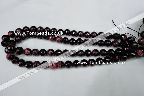 CAG5199 15 inches 10mm faceted round fire crackle agate beads