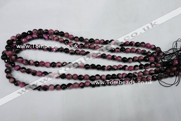 CAG5203 15 inches 6mm faceted round fire crackle agate beads