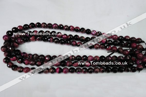 CAG5204 15 inches 8mm faceted round fire crackle agate beads