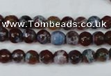 CAG5206 15 inches 6mm faceted round fire crackle agate beads